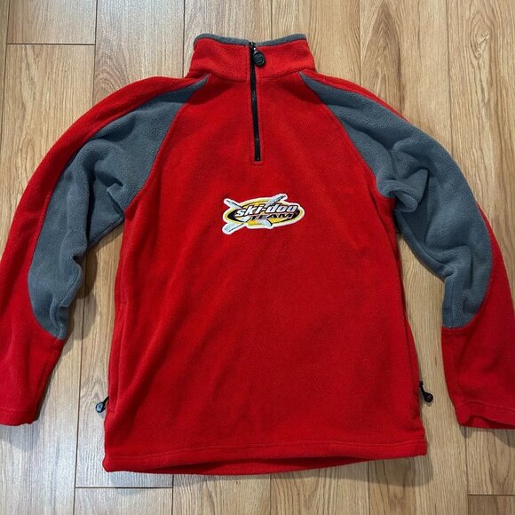 VTG Ski Doo Team Fleece Pullover Men's Small Red 1/4 Zip Snow Warm Comfort - Picture 1 of 6